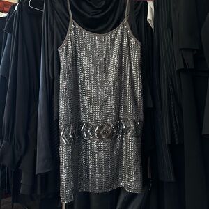 VINTAGE Forever 21 Gray Sequin Mini Dress Tank Dress Party Size-Small~NWT!